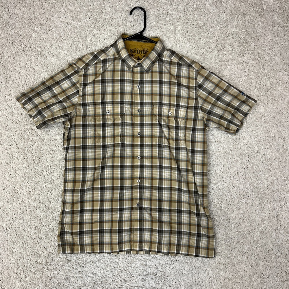 Kuhl Eluxur Short Sleeve Button Down Shirt Mens Size Medium Hiking Outdoor